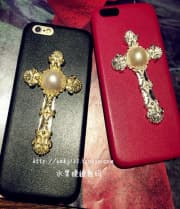 Leather Like Metal Cross Thin Case for iPhone 5 5s