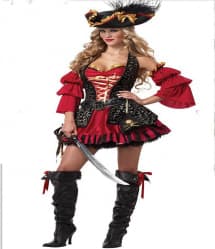 Halloween Sexy Pirate Dress and Hat Women's Costume