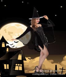 Halloween Masquerade Ball Sexy Witch Black Dress Costume