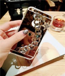 Metal Chain Clutch Reflective Case for iPhone 7 With Emblem