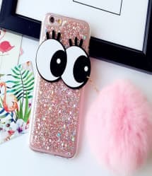 Sparkly Eye Case with Pom Pom for iPhone 7