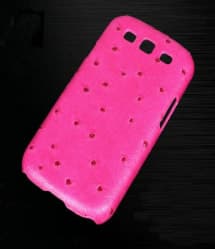 Vivi Design Handmade Pink Ostrich Leather Case for Samsung Galaxy S3