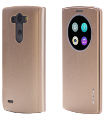 LG G3 Rock Quick Circle Leather Case Gold