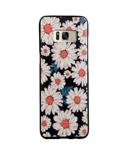 Daisy Floral Pattern Leather Feel Case for Galaxy S8