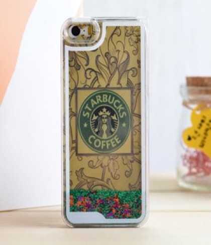 iPhone 4/4S Starbucks Moving Glitter Stars Case