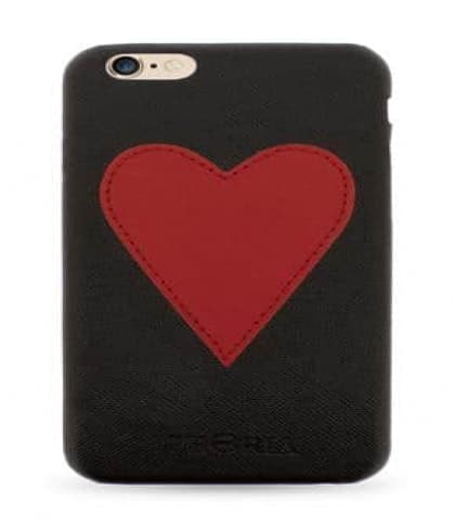 IPHORIA Pink Heart Patch Leather Case for iPhone 7 Plus Black