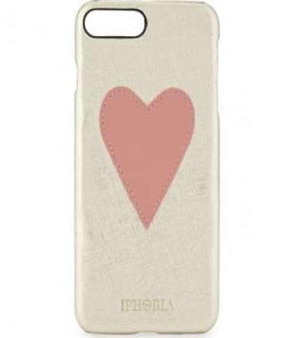 IPHORIA Pink Heart Patch Leather Case for iPhone 7 Plus White