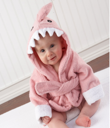 Baby Aspen Let the Fin Begin Pink Shark Robe