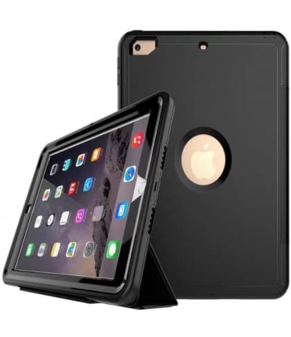 iPad 9.7 Defender Case With Stand and Cover Black